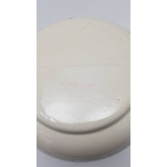 Vintage Lionstone Pottery Spittoon, Ceramic Blue Rose, Country Home Decor - Picture 5 of 7